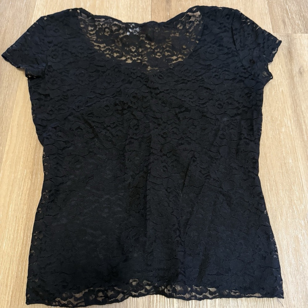 Beverly York Y2K Babydoll All-Lace Top Size‎ M Fitted Sheer Lined
